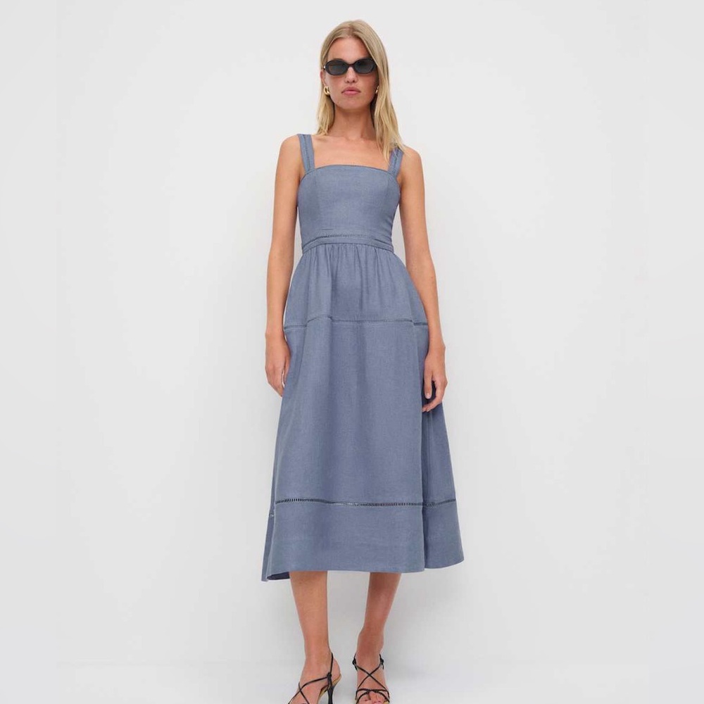 Reformation Everett linen dress - Cornflower blue - 8